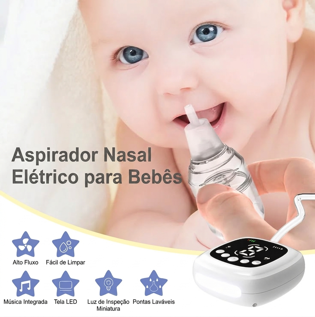 Aspirador Nasal Elétrico para Bebês (Recarregável)
