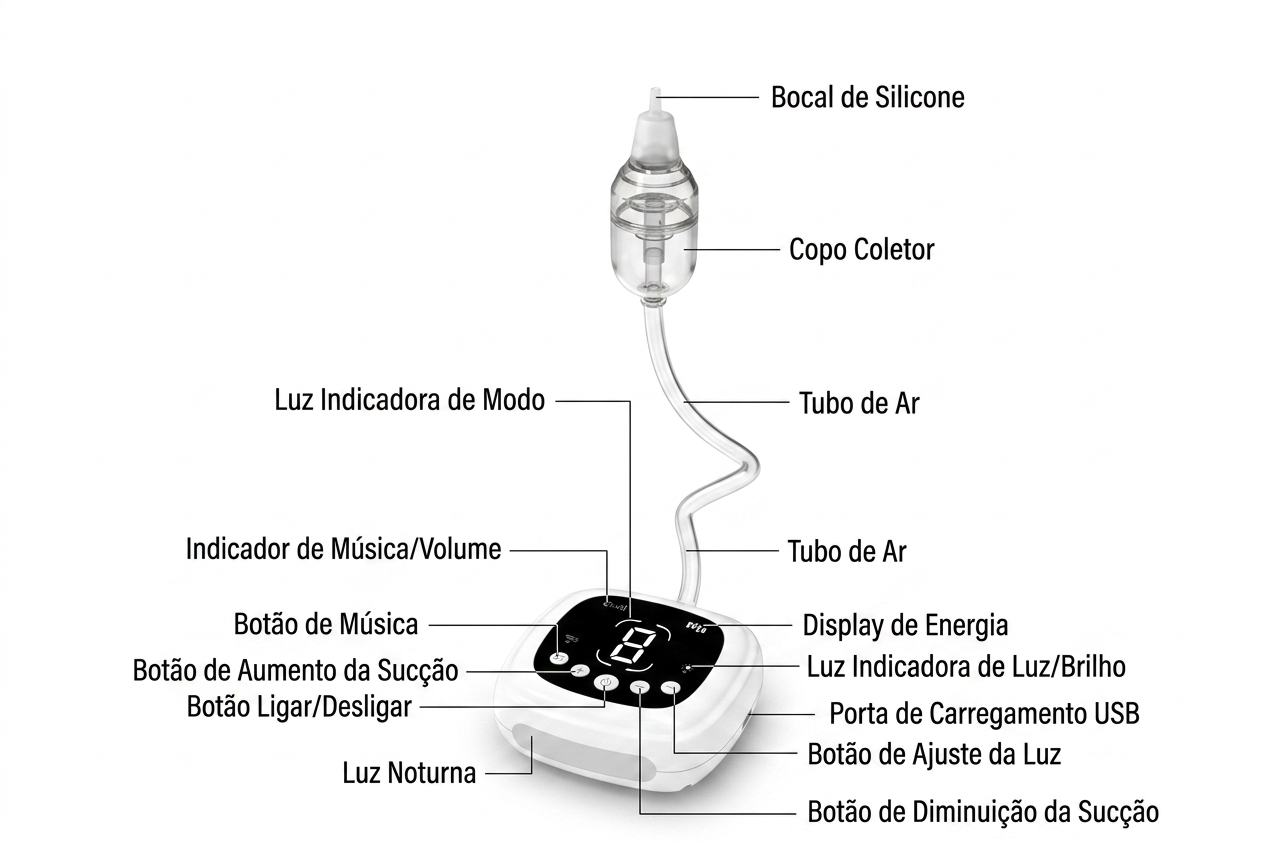 Aspirador Nasal Elétrico para Bebês (Recarregável)